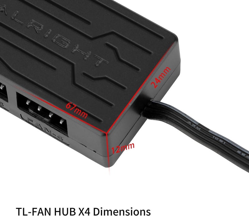 ثيرمالرايت وحدة تحكم مرو��ة Fan HUB X4 تدعم 4 مجموعات من مراوح التبريد، وحدة تحكم مروحة كمبيوتر بـ 4 منافذ 12 فولت 4 سنون، إدخال مباشر لكابل طاقة SATA، محول وظيفي PWM - Image 5