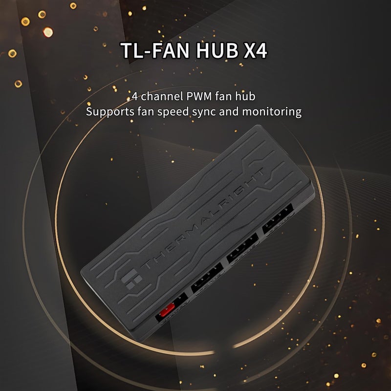 ثيرمالرايت وحدة تحكم مرو��ة Fan HUB X4 تدعم 4 مجموعات من مراوح التبريد، وحدة تحكم مروحة كمبيوتر بـ 4 منافذ 12 فولت 4 سنون، إدخال مباشر لكابل طاقة SATA، محول وظيفي PWM - Image 2