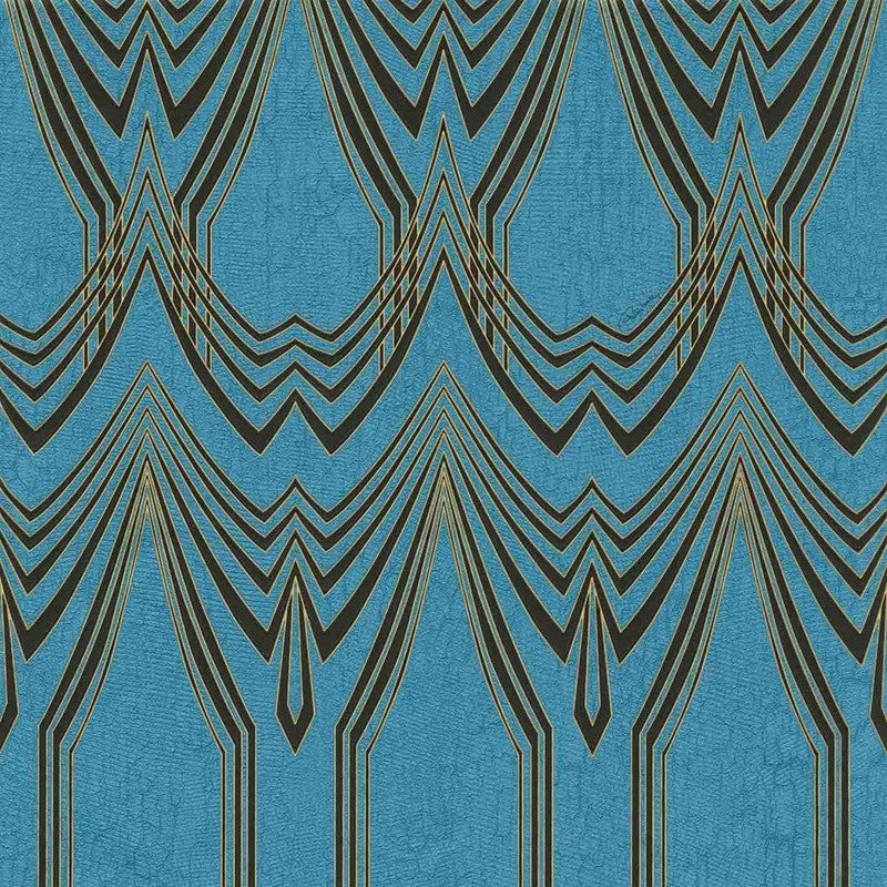 Roberto Cavalli 16003 Italian Wallpaper, Blue with Decorated Black, 7m² - Image 2