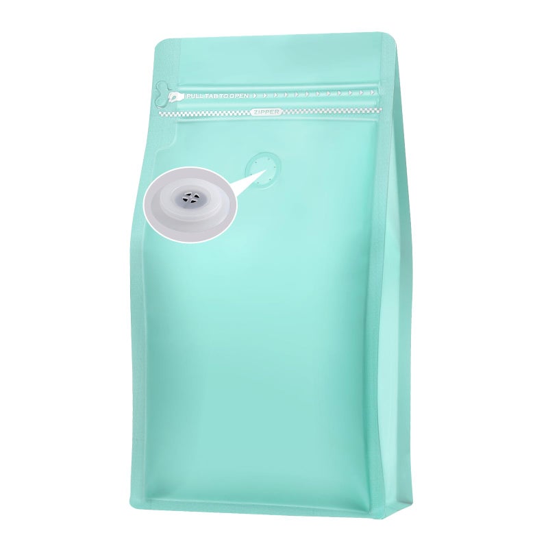 REMTAP Coffee Bags with Valve100pcs16oz Tiffany Blue High Barrier Aluminumed Foil Flat Bottom Standing Coffee Beans Storage BagsReusable Heat Sealable Side Zipper Pouches for Home or Store