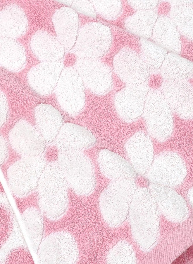 Jacquotha Pink Bath Towels Set of 2, Super Absorbent & Decorative 27.5x55 Inches, Cute Floral Jacquard Shower Towel for Bathroom, Cotton - Image 3