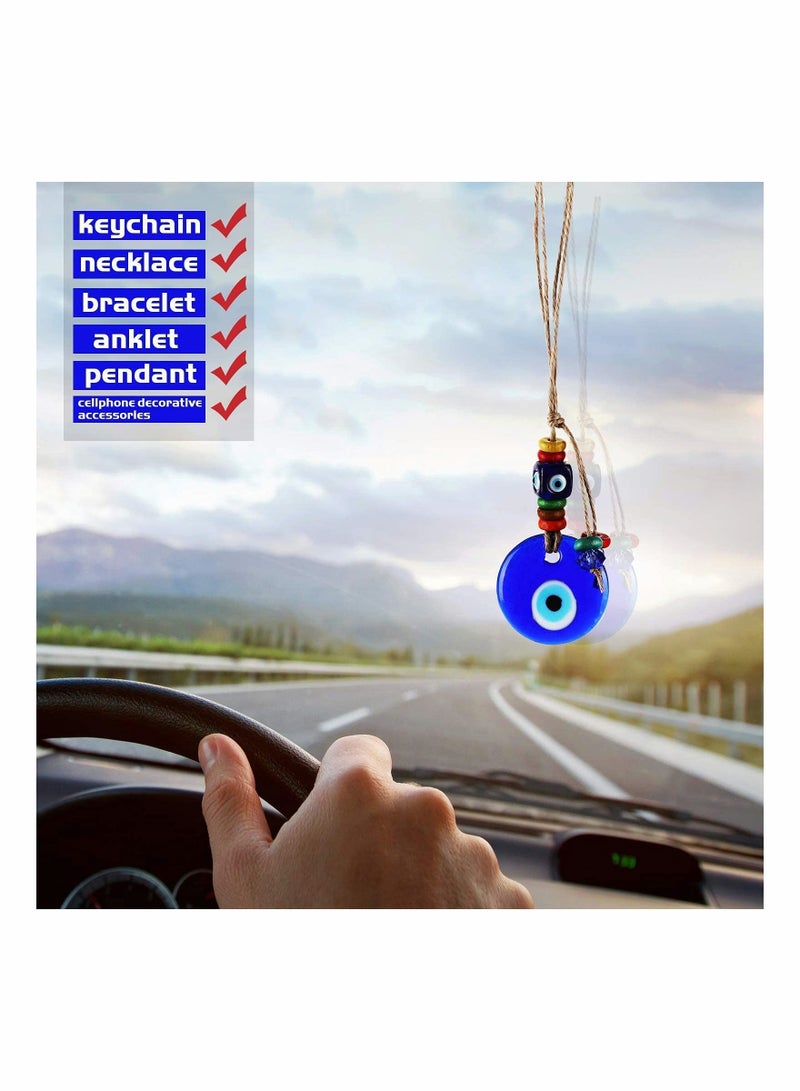 20 Pieces Turkish Blue Eye Keychain Charms Pendants Crafting Glass with Keyring Hanging Ornament Jewelry Accessories Amulet for Good Luck