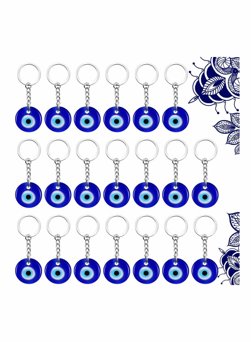 20 Pieces Turkish Blue Eye Keychain Charms Pendants Crafting Glass with Keyring Hanging Ornament Jewelry Accessories Amulet for Good Luck