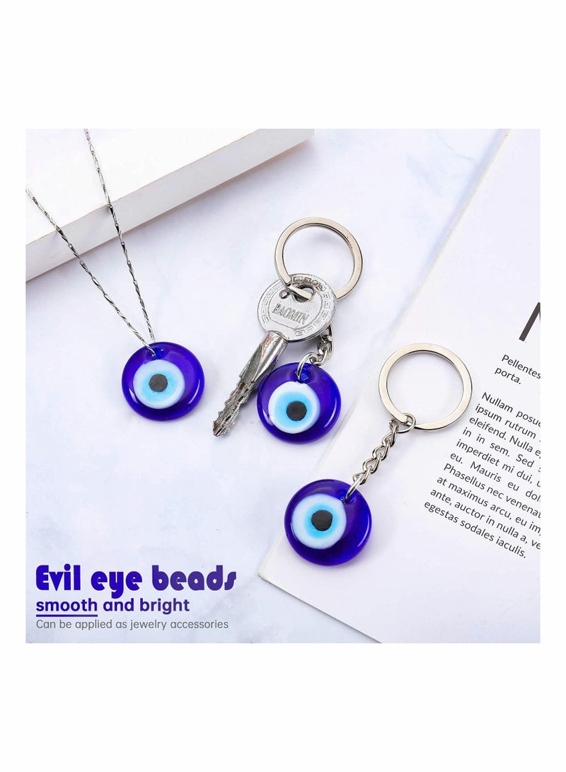 20 Pieces Turkish Blue Eye Keychain Charms Pendants Crafting Glass with Keyring Hanging Ornament Jewelry Accessories Amulet for Good Luck