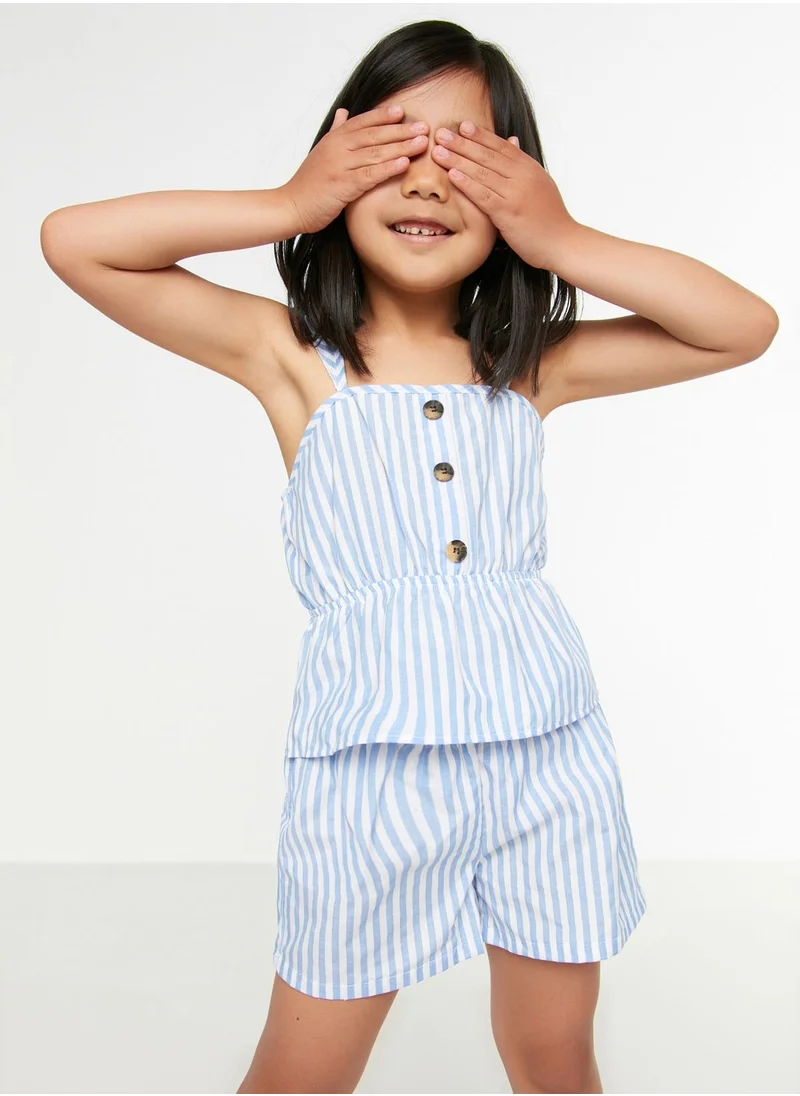 trendyol Kids Striped Top & Shorts Set