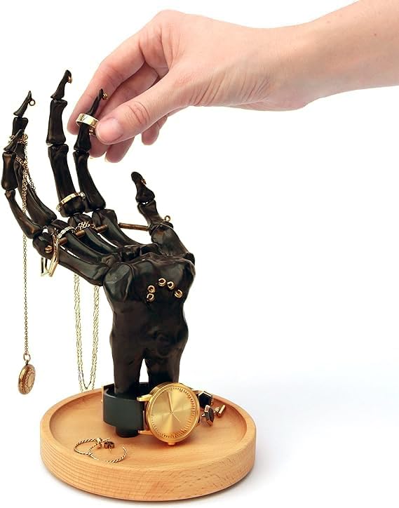 Suck UK Gothic Decor - Skeleton Hand - Gothic Home Decor - Jewelry Holder - Goth Gifts For Women - Jewelry Organizer - Halloween Decorations - Goth Desk Accessories - Ring Holder - Trinket Dish Black - Image 4
