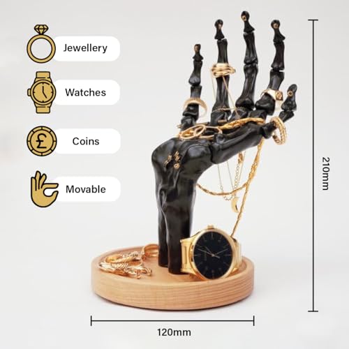 Suck UK Gothic Decor - Skeleton Hand - Gothic Home Decor - Jewelry Holder - Goth Gifts For Women - Jewelry Organizer - Halloween Decorations - Goth Desk Accessories - Ring Holder - Trinket Dish Black - Image 2