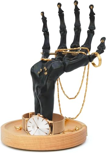Suck UK Gothic Decor - Skeleton Hand - Gothic Home Decor - Jewelry Holder - Goth Gifts For Women - Jewelry Organizer - Halloween Decorations - Goth Desk Accessories - Ring Holder - Trinket Dish Black - Image 1