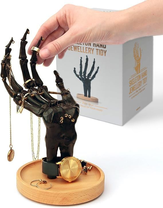 Suck UK Gothic Decor - Skeleton Hand - Gothic Home Decor - Jewelry Holder - Goth Gifts For Women - Jewelry Organizer - Halloween Decorations - Goth Desk Accessories - Ring Holder - Trinket Dish Black - Image 3