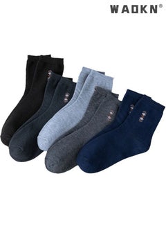WAOKN 5 Pairs Men's 100% Cotton Crew Socks: Mid-Calf, Dress Socks, Moisture Wicking, Suitable for All Seasons, Striped Pattern in a Variety of Colors for Business Casual Wear  - Image 1