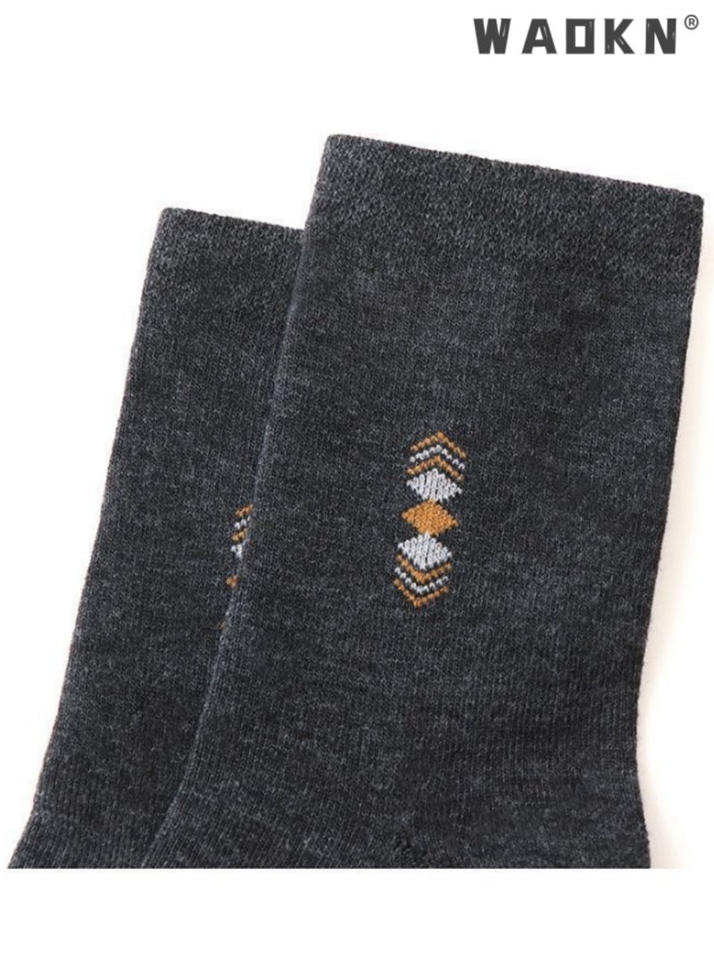 WAOKN 5 Pairs Men's 100% Cotton Crew Socks: Mid-Calf, Dress Socks, Moisture Wicking, Suitable for All Seasons, Striped Pattern in a Variety of Colors for Business Casual Wear - Image 5