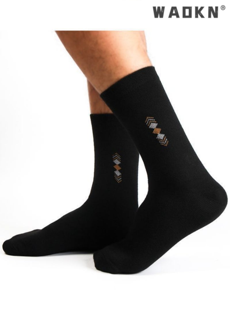 WAOKN 5 Pairs Men's 100% Cotton Crew Socks: Mid-Calf, Dress Socks, Moisture Wicking, Suitable for All Seasons, Striped Pattern in a Variety of Colors for Business Casual Wear - Image 4