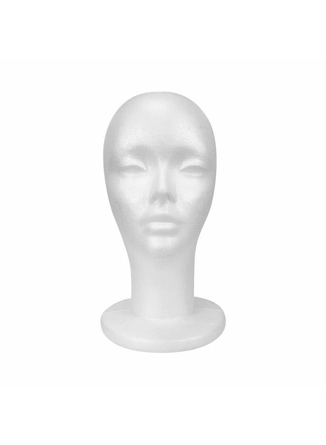STUDIO LIMITED 11.4-Inch Styrofoam Mannequin Head (1 Pack) - White Foam Wig Stand for Wigs, Hats, Masks, Hairpieces, Arts, Crafts, DIY Projects, Salon Display, and Travel Use - Image 1
