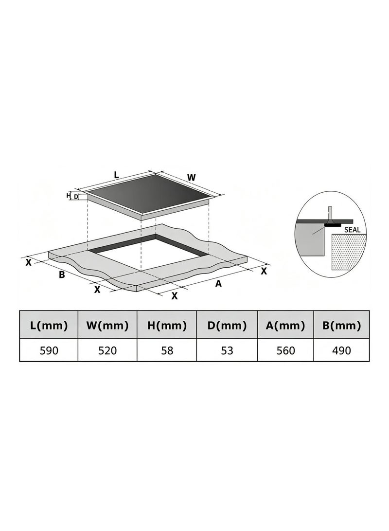 CM INDUCTION FLEXI 60cm Induction Hob – Flexible Cooking Zones with Smart Safety Features & Touch Control - Image 2