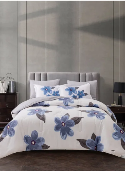 Donetella Printed Comforter Set 6-Pcs King Size All Season Decorated Reversible Double Bed Comforter Set Fits (200 X 200 Cm)With Super-Soft Down Alterntaive Filing,Linen