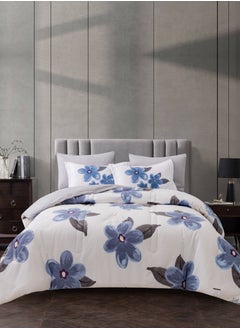 Donetella Printed Comforter Set 6-Pcs King Size All Season Decorated Reversible Double Bed Comforter Set Fits (200 X 200 Cm)With Super-Soft Down Alterntaive Filing,Linen  - Image 1