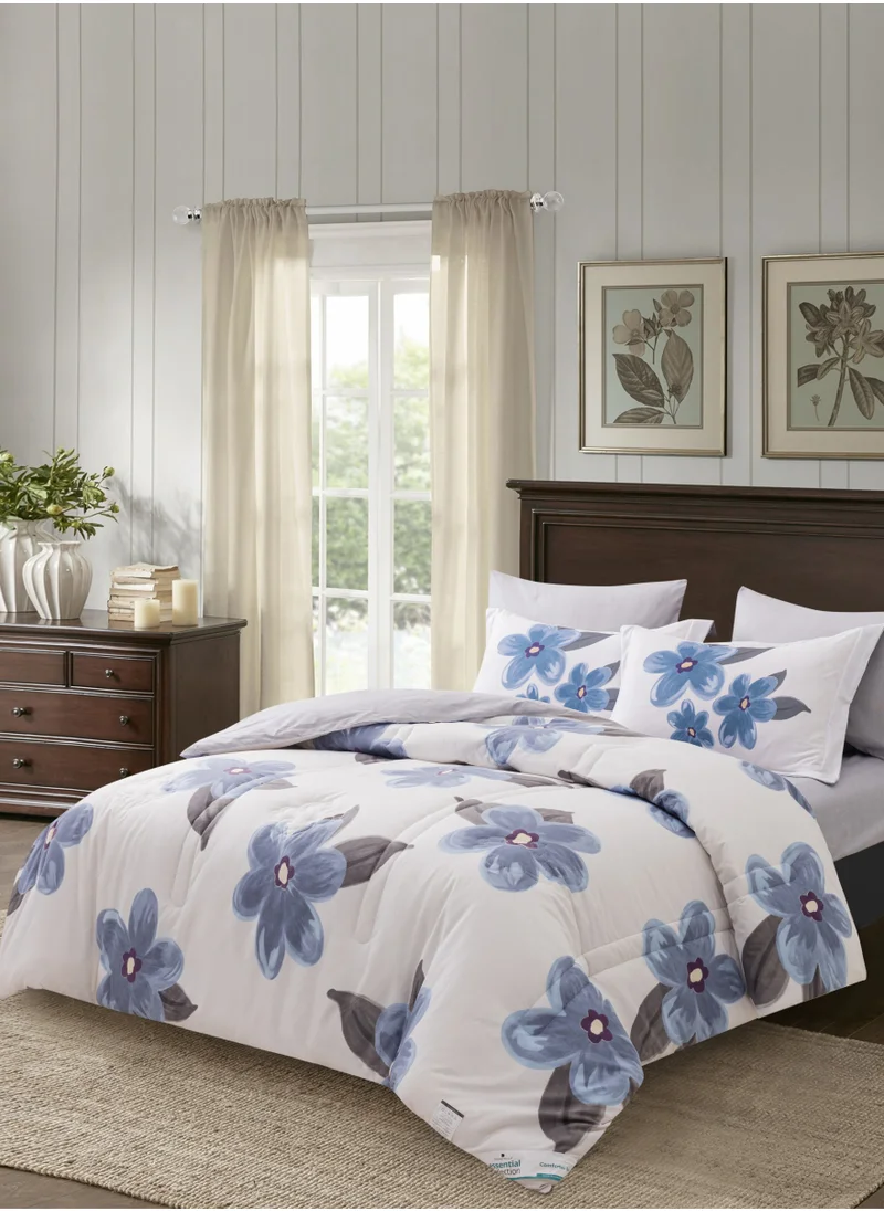 Donetella Printed Comforter Set 6-Pcs King Size All Season Decorated Reversible Double Bed Comforter Set Fits (200 X 200 Cm)With Super-Soft Down Alterntaive Filing,Linen