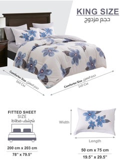Donetella Printed Comforter Set 6-Pcs King Size All Season Decorated Reversible Double Bed Comforter Set Fits (200 X 200 Cm)With Super-Soft Down Alterntaive Filing,Linen  - Image 3