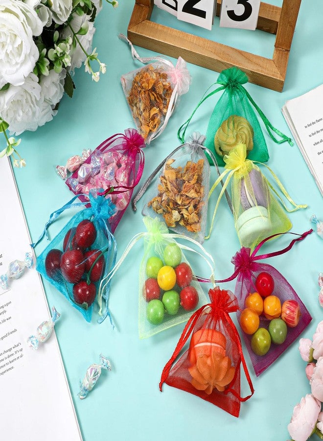 AOZUO 500 Pcs Sheer Organza Bags Bulk 3 x 4 Inch Small Colorful Mesh Bags Drawstring for Jewelry Baby Shower Christmas Candy Party Gift Wedding Favors Goodie Bag - Image 5