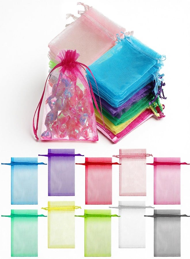 AOZUO 500 Pcs Sheer Organza Bags Bulk 3 x 4 Inch Small Colorful Mesh Bags Drawstring for Jewelry Baby Shower Christmas Candy Party Gift Wedding Favors Goodie Bag - Image 1