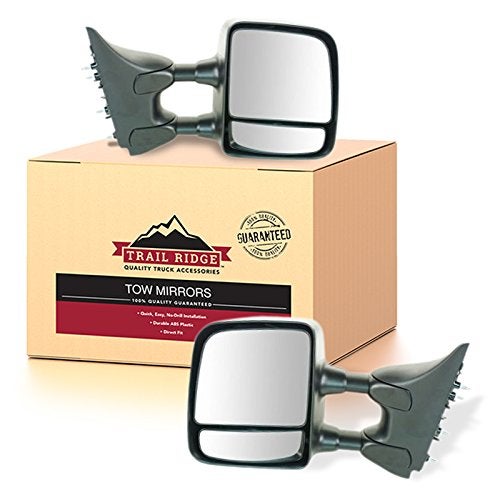 Trail Ridge Driver and Passenger Side Mirror Assembly Set Manual Foldaway Telescoping Towing Textured Black Compatible with 2004-2010 Nissan Titan XE 2011-2015 Nissan Titan S - Image 1