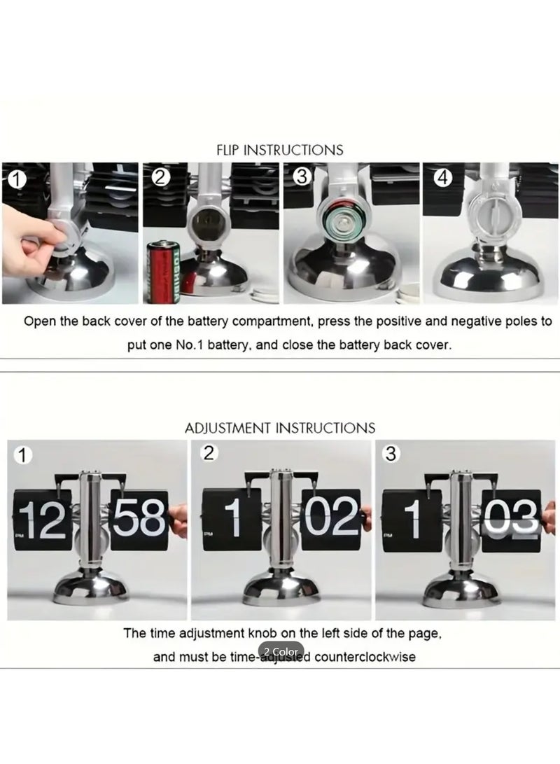 DANIM Automatic Flip Clock Automatic Clocteck Flip Page Clock Stainless Steel Flip Digital Clock for Home and Office Bedroom Living Room Aesthetic Modern Fancy Home Decor - Image 4