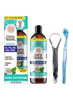 GuruNanda GuruNanda Coconut Oil Pulling Oral Rinse Natural Teeth Whitining 8FL OZ 