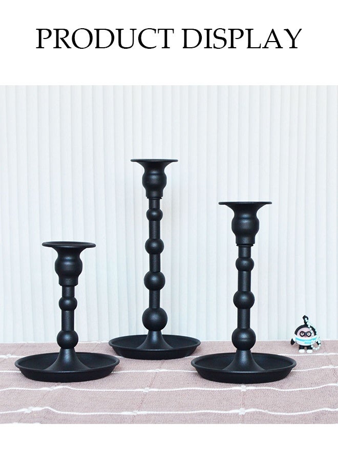DUNISO 3 Pcs Candle Holders，Metal Candle Holder for Cylindrical Candles,Sturdy and Durable，Suitable for Home Decoration, Wedding Vacation, and Party Decoration，Black  - Image 4
