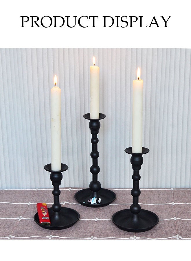 DUNISO 3 Pcs Candle Holders，Metal Candle Holder for Cylindrical Candles,Sturdy and Durable，Suitable for Home Decoration, Wedding Vacation, and Party Decoration，Black  - Image 3