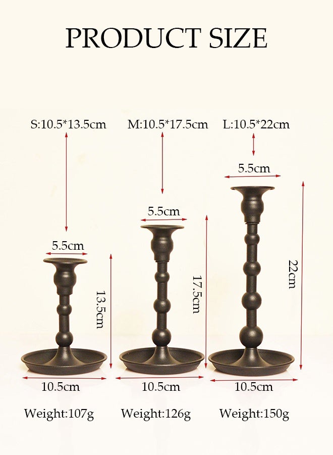 DUNISO 3 Pcs Candle Holders，Metal Candle Holder for Cylindrical Candles,Sturdy and Durable，Suitable for Home Decoration, Wedding Vacation, and Party Decoration，Black  - Image 2