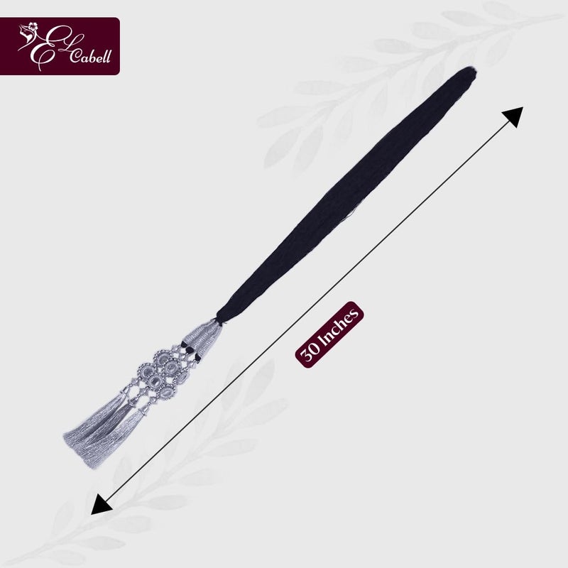 AHS Traditional Punjabi Paranda for Women & Girls with Silver Tassels | 30 Inch Long Braid Hair Accessory | Bridal Wedding Parandi Choti | Ethnic Hair Extension Parandia for Festival & Party (Silver) - Image 2