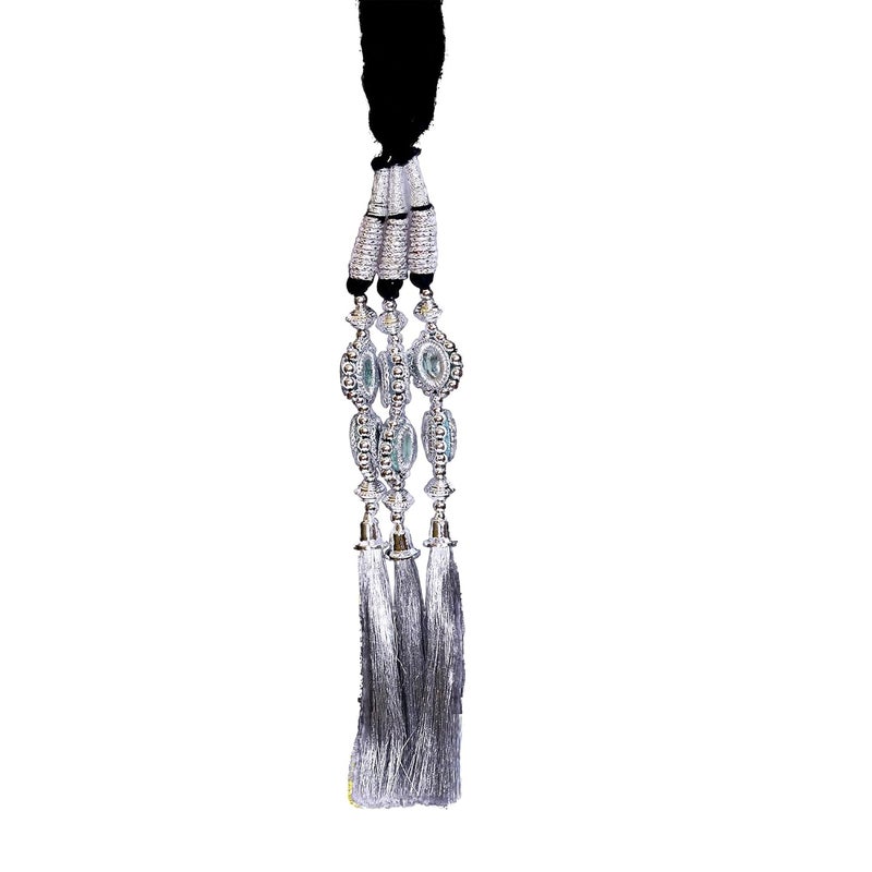 AHS Traditional Punjabi Paranda for Women & Girls with Silver Tassels | 30 Inch Long Braid Hair Accessory | Bridal Wedding Parandi Choti | Ethnic Hair Extension Parandia for Festival & Party (Silver) - Image 1