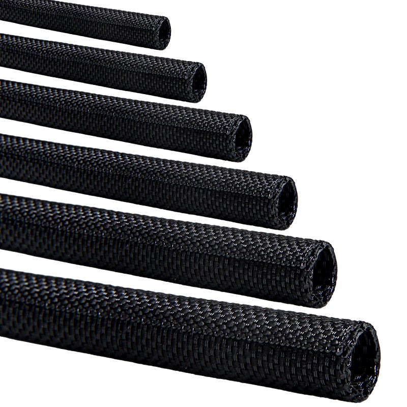 teziicus Split-Sleeve Wire Loom for High-Temperature Automotive Harness and Home Cable Management, 25ft - 1/2 inch Braided Cable Management Sleeve Cord Protector, Self-Wrapping Split Wire Loom - Image 1