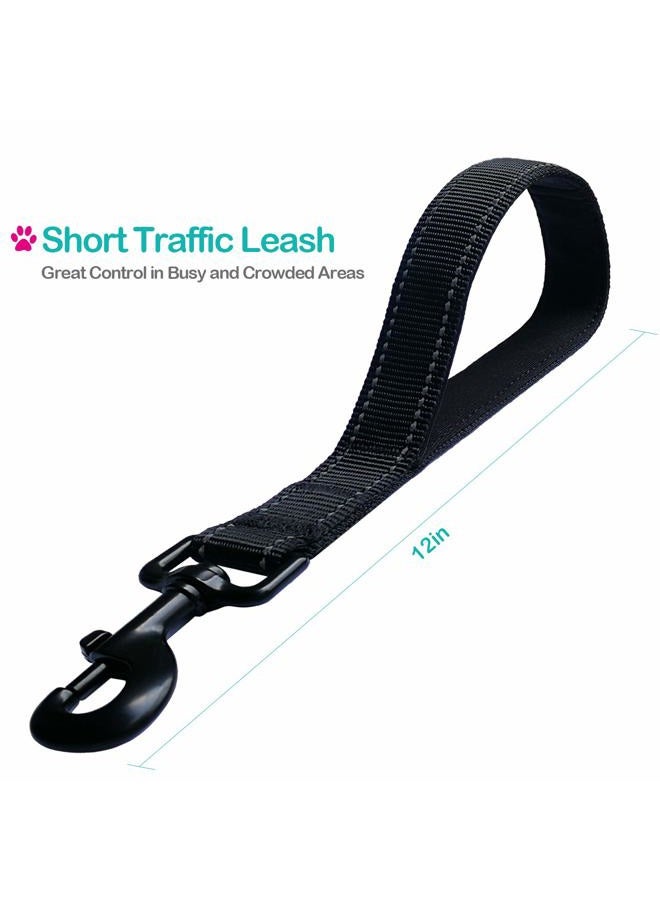 bouti1583 Short Dog Leash - Traffic Padded Handle - Heavy Duty - Short Nylon Dog Lead for Training Control - Reflective Threads Pet Leashes for Large Dogs and Medium Dogs (12 Inch, Black) - Image 2