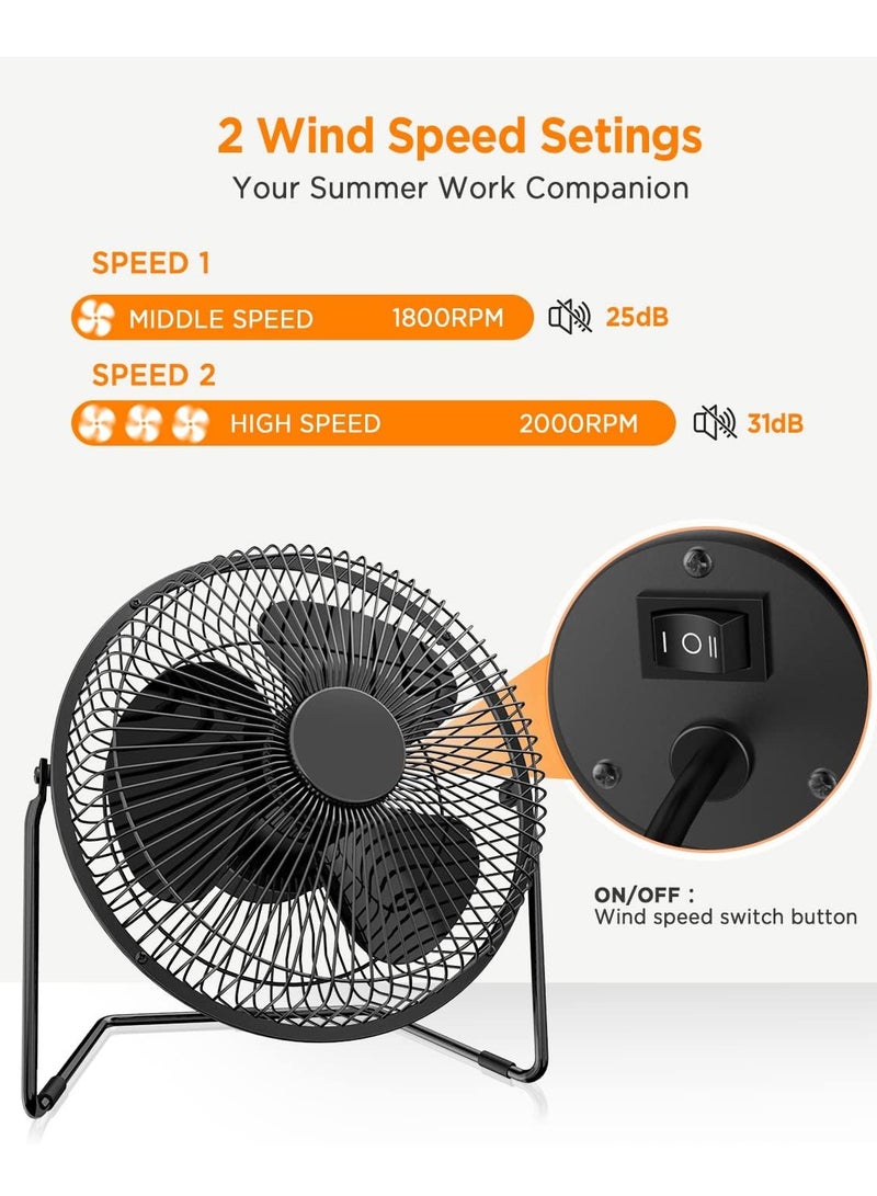 إتش إي جيه مروحة تبريد طاولة محمولة تعمل بمنفذ USB مقاس 6 بوصات باللون الأسود - Image 3