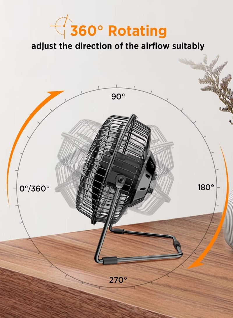 إتش إي جيه مروحة تبريد طاولة محمولة تعمل بمنفذ USB مقاس 6 بوصات باللون الأسود - Image 4