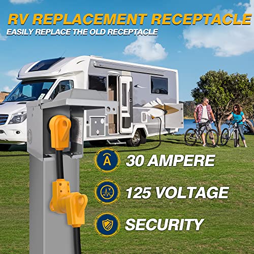 MICTUNING 125V 30Amp Heavy Duty RV Female Replacement Receptacle Plug with Ergonomic Handle - Image 2