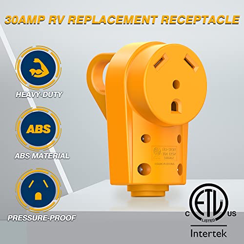MICTUNING 125V 30Amp Heavy Duty RV Female Replacement Receptacle Plug with Ergonomic Handle - Image 4