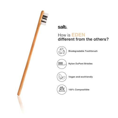 Salt. Oral Care Eden Bamboo Toothbrush for Adults | Eco-Friendly & Biodegradable | BPA-Free | Gentle Bristles & Small Head | Vegan-Friendly | Ergonomic Design | Travel-Friendly - Image 3