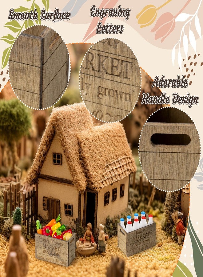 CPicdn Miniature Vintage Rustic Farmhouse Crate - Retro Mini Farmhouse Tiered Tray Decor Wooden Milk Crate Fruit Flower Basket Decorative Box Miniature Garden Farm Accessories Home Decoration - Image 3
