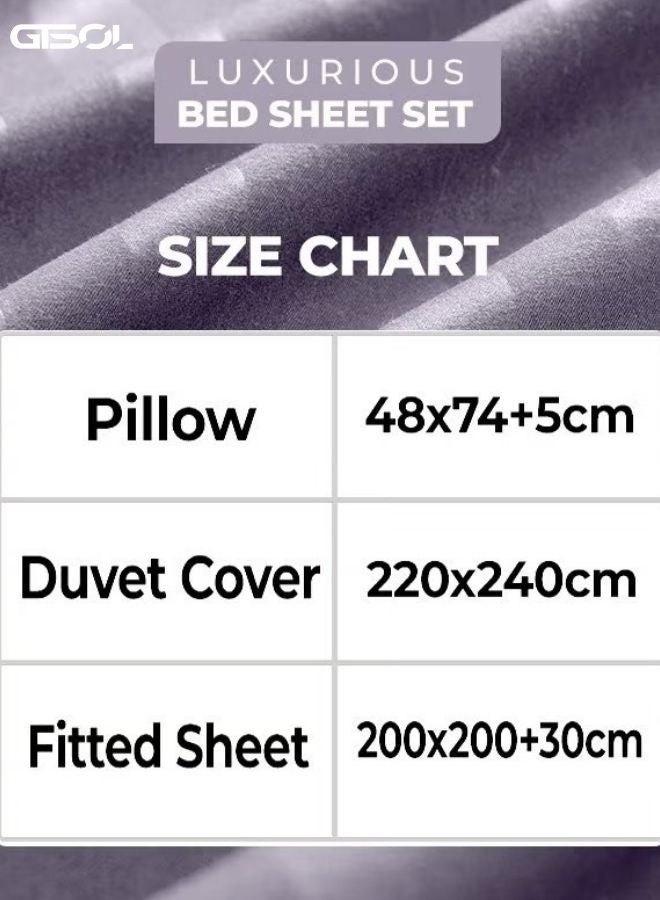 GTSOL 4-Piece Luxury King Size Striped Bedding Set – Premium Microfiber Duvet Cover Set with Deep Pocket Fitted Sheet (200x200+30cm) & 2 Pillowcases (48x74+5cm) – Soft Hotel Collection Comforter Cover Set for King Bed – Elegant Modern Bedroom Bedding - Image 2