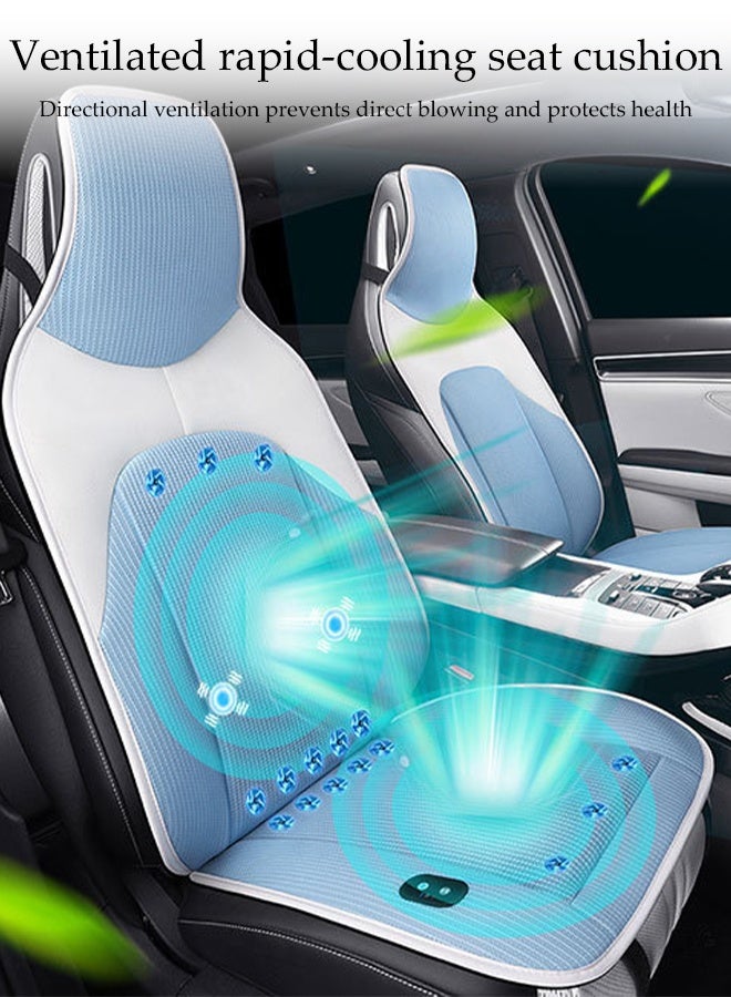 DUNISO Cooling Car Seat Cover，12V Circulation Ventilation Cooling Car Front Seat Cushion with 16 Fan，Adjustable Non-slip Breathable Ventilated Seat Cushion,Automatic Start Stop，Suitable For Most Car Seats - Image 2