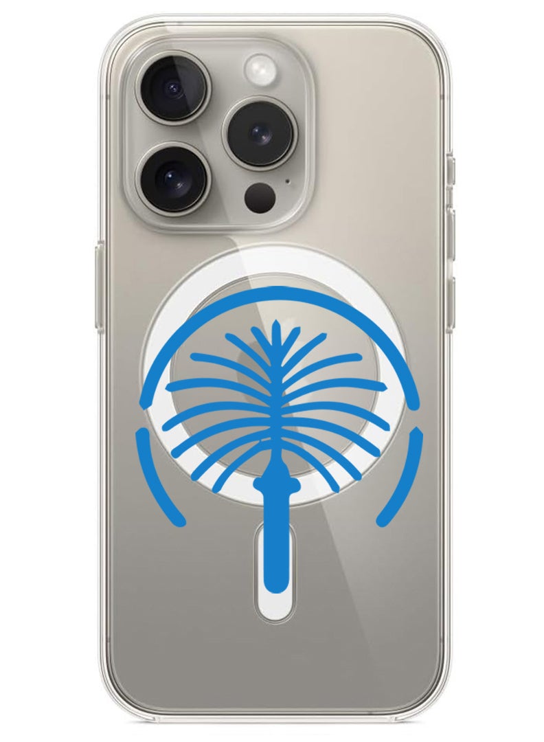 Theodor Magnetic Case for iPhone 15 Pro 6.1-inch Compatible with MagSafe Wireless Charging, Shockproof Phone Bumper Cover Palm Jumeriah Blue - Image 1