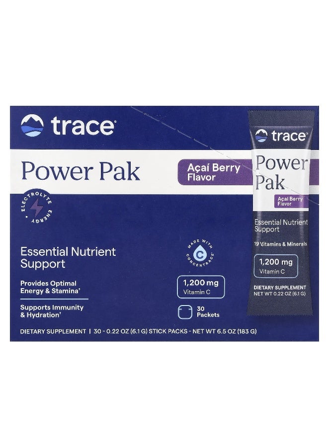Trace, Power Pak, Acai Berry, 30 Stick Packets, 0.22 oz (6.1 g) Each - Image 1