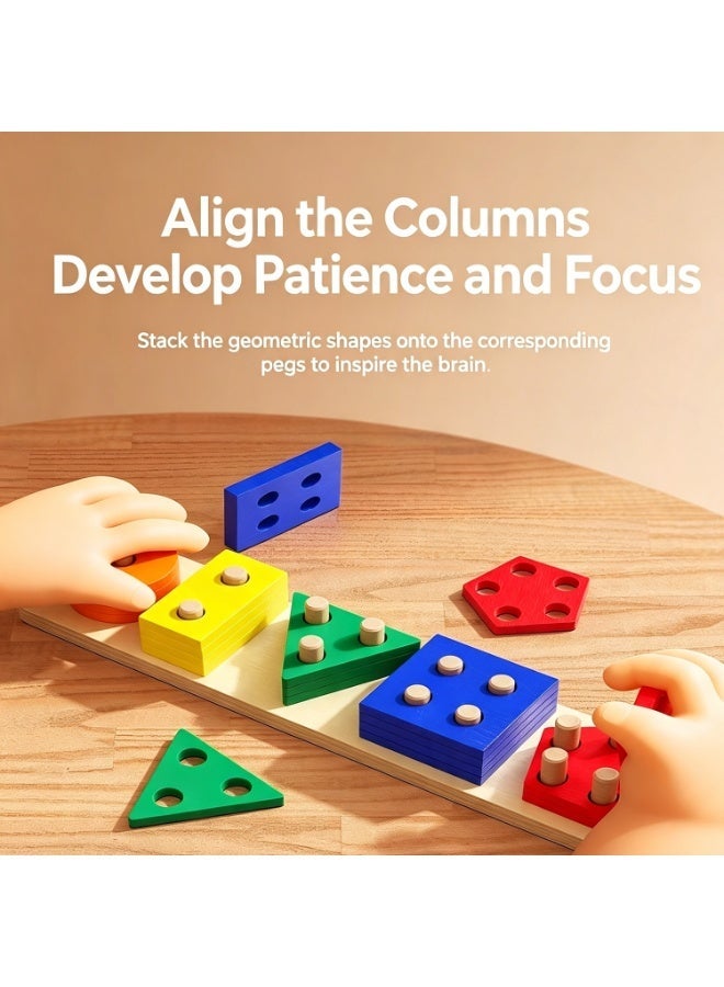 Geometric Interlocking Building Blocks For Toddlers And Children, Shape Matching Puzzle For 1-3 Year Old Boys, Educational Toys That Help Develop Fine Motor Skills And Improve Concentration. - Image 5