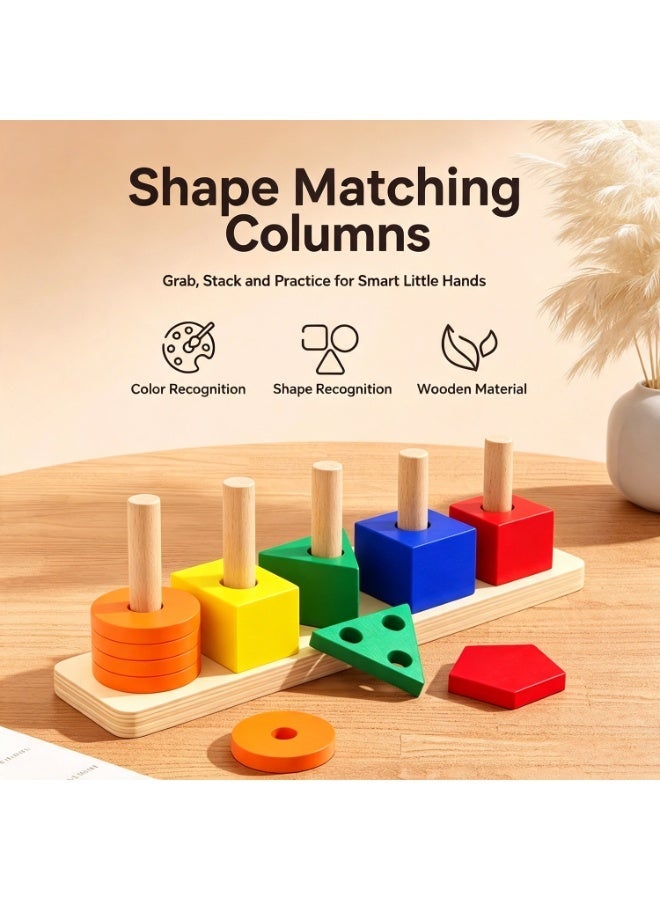 Geometric Interlocking Building Blocks For Toddlers And Children, Shape Matching Puzzle For 1-3 Year Old Boys, Educational Toys That Help Develop Fine Motor Skills And Improve Concentration. - Image 4