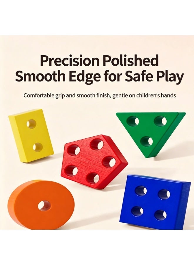Geometric Interlocking Building Blocks For Toddlers And Children, Shape Matching Puzzle For 1-3 Year Old Boys, Educational Toys That Help Develop Fine Motor Skills And Improve Concentration. - Image 3
