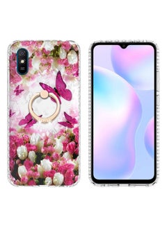 HuHa Case Cover For Xiaomi Redmi 9A / 9i Indian Version Ring Holder 2.0mm Airbag TPU Phone Case Dancing Butterflies 
