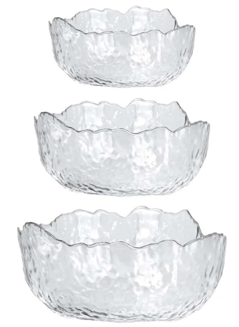 طقم خشاف عصري – 3 أوعية زجاجية بمقاسات مختلفة | تصميم أنيق متعدد الاستخدامات طقم خشاف زجاجي   أوعية زجاجية شفافة   أكواب خشاف مقاسات مختلفة   طقم تقديم عصري   صحون زجاج خشاف   زجاج حراري - Image 1