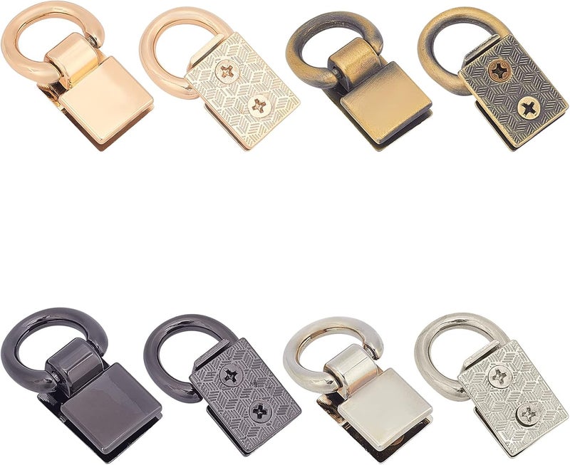 comfrt 8 Pack Suspension Clasp for Purse, 4 Colors Metal Bag Side Clip Buckle Handbag Chain Strap Connector Hardware Wallet Clutch Lanyard Clasp DIY Leather Craft Bag Making Accessories, 1.4x0.8 Inch - Image 1